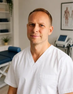 Osteopath Dwaine Ford in his clinic treatment room
