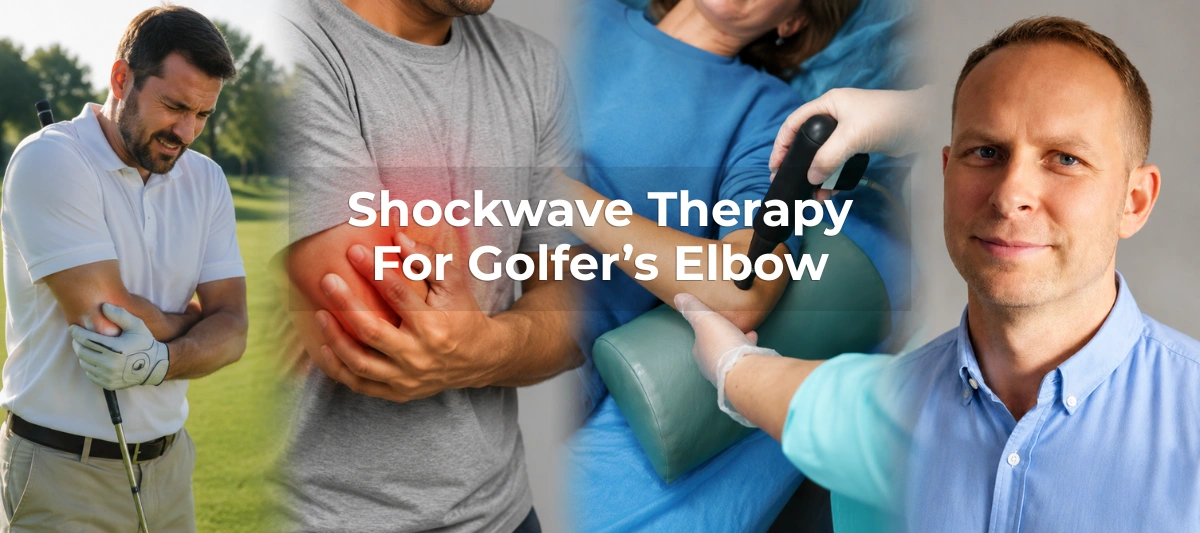 Shockwave therapy for golfer's elbow pain with registered osteopath Dwaine Ford